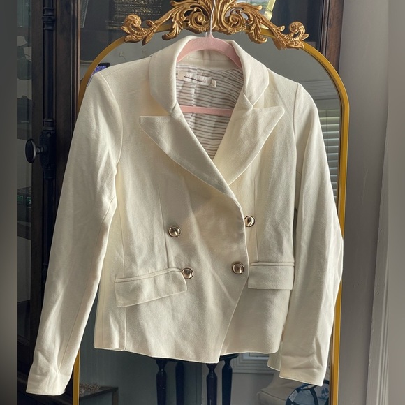 Anthropologie x bishop + young Fontaine Double-Breasted Knit Blazer in Ivory - Picture 5 of 15